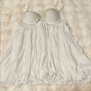 Linea Donatella White Chemise with Lace Accents